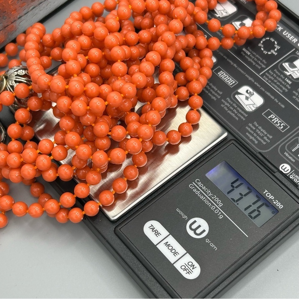 Vintage Orange Multi Strand Bead Necklace Statement Jewelry Magnetic Tested - Picture 10 of 11